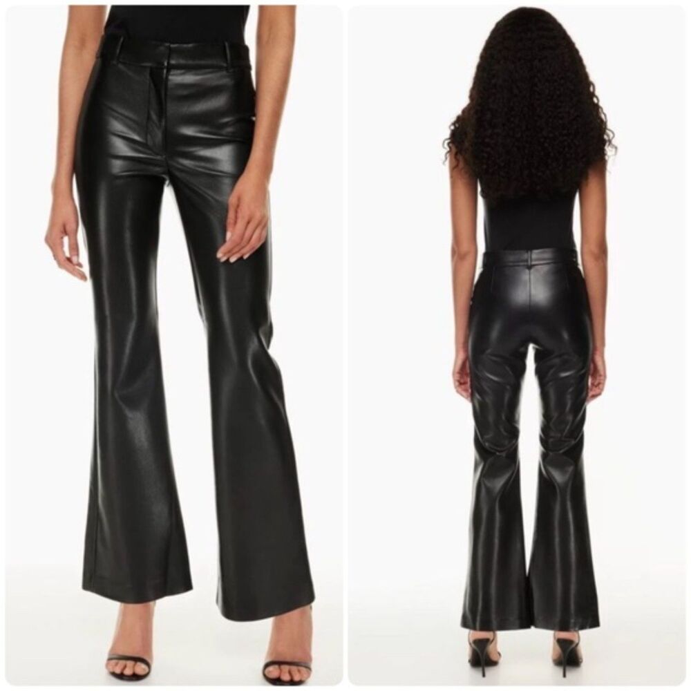 Aritizia Wilfred Cabaret High-rise Slim-fit Flared Vegan Leather Pant Black 6